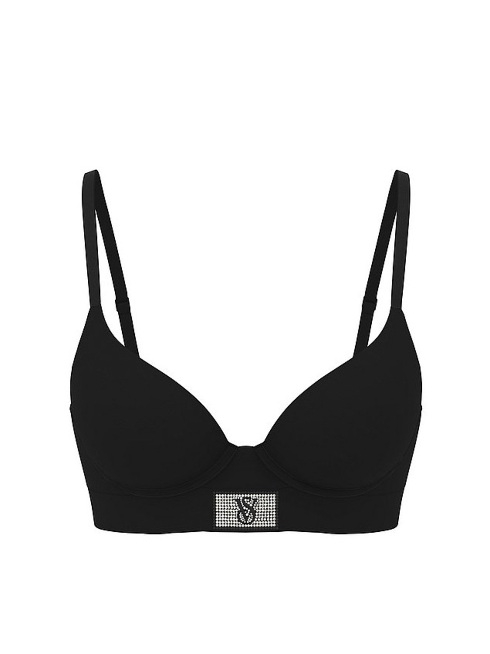 Victoria's Secret Perfect Shape Shine Patch Black Push-Up Bra Size 40DD